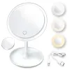 Speglar LED Makeup Mirror With Lights Touch Screen Portable Vanity Mirror Light USB Vanity Mirror Desktop roterande justerbar dimning