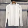 Mode koreanska kläder y2k streetwear casual elegant smala herrar turtleneck höst vinter casual tee topps överdimensionera t-shirt man 240126