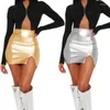 Rokken Dames Glitter Metallic PU-pakket Hippe hoge taille Mini Bodycon-rok met zijsplit