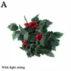 Kwiaty dekoracyjne 1 LED CZERWONE CZERWONE OWEMNICZNE LIGETY WEDIN WEDINE Outdoor Berry Garden Decoration Xmas Party W7T0