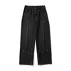 Calças masculinas Split Splicing Desconstrutivo Design de Jeans para 2024 Primavera / Verão Micro Largo Japonês Lavado Solto