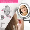 Mirrors 8 Inch 3x Magnification Wall Mounted Led Makeup Mirror with Double Sided 360° Vanity Mirror for Bathroom