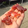 Decorative Figurines 1pcs Natural Red Agate Stone Goldfish Crystal Pendant Carved Animal Polished Gemstone Healing Necklace Fashion