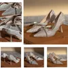 Moda slingbacks mulheres decoração de cristal sandálias designer luxo salto alto casual vestido festa sapato alta qualidade marca sapatos casamento