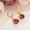 Queen Red Color Zirconcz Pendant Earring Bridal Wedding Jewelry Set med Fine Gold G F Halsband Set Women Girls298U