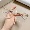 Exquisite Crystal Formula Mirror Metal Ring Comfortable Spring Foot Anti-Blue Light Glasses Women Computer Frame 240124