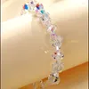 Pulseras de eslabones, cuentas de cristal de imitación, pulsera de amistad, cristal fresco para niñas, accesorios de joyería de flores de mariposa al por mayor