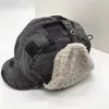 Berets 2024 Fashion Y2k Russian Hat For Men Earflap Pilot Retro Winter Korean Bomber Trapper förtjockad varm Cap Women's Ski