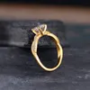Twisted Delicate Zircon Engagement Wedding 14K Gold Ring for Women Twist Solitaire Eternity Bridal Women Lovar Ring Anniversary Bands