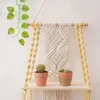 Kitchen Storage Macrame Wall Hanging Shelf Boho For Bedroom Bathroom Decor Woven Rope Art As