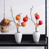 Fleurs décoratives 46 cm en plastique simulé faux fruits kaki maison salon ornements année rouge bonsaï décoration plante artificielle
