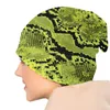 Baskar Snake Green Skin Texture Bonnet Homme Street Sticked Hat For Women Män varma vinter Snakskin Print Beanies Caps