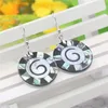 Boucles d'oreilles pendantes 28 mm rond noir blanc grille coquille goutte anneau circulaire pierre naturelle femmes fille bricolage alliage mode fabrication de bijoux conception