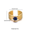 Clusterringen Ins-stijl RVS Open Ronde Zespolige Zirkonia Ring Vergulde Ovale Textuur Accessoires Sieraden Souvenir Cadeau