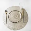 Goud Zilverachtige Ronde Placemats Keuken PVC Geïsoleerde Matten Voor Eettafels Onderzetters Koffiekopje Pad Thuis Restaurant Decor Pa2326