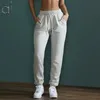 AL Yoga Chill Spits Kobiety Wyjazdowe Terry Cotton Lantern Jogger Spodnie Schodź rozgrzewaj się Studio-to-Street Weekend Sportswear z sznurkiem 3D 3D