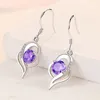 Dangle Earrings Chic Heart Purple Pink Blue Crystal Amethyst Topaz Diamonds Gemstones Drop For Women 14k White Gold Color Jewelry Gifts