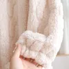 Women's Sleepwear Loose Hooded Robe With Thick H Long Autumn/Winter Coral Fleece Bathrobe Big Pockets Winter House Coats Female