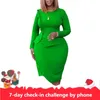 Vêtements ethniques Automne Mode Bureau Dames Robe Crayon Femmes Casual Solide Manches Longues Couture Slim Africain