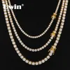 Uwin 3mm 4mm 5mm Ronde Cut Iced Out Zirconia Tennis Link Chain Hiphop Top Kwaliteit CZ Box sluiting Ketting Vrouwen Mannen Sieraden CJ237b