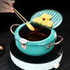 Pannor japansk tempura friterings kruka med lock rostfritt stål kök stekpanna köksredskap 20 cm 24cm243h