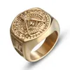 Etherial Handmade Men Masonic Rings rostfritt stål Gångringfärgringar för Mens New Classic Hip Hop Masons335E