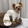 Trajes de gato cor sólida malha macacão roupas para cães kawaii grosso quente pequenos cães roupas inverno macio confortável produtos para animais de estimação atacado