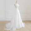 Luksusowe białe satynowe szyfonowe sukienki ślubne bez ramiączek dla panny młodej eleganckie długi bal na imprezę gościnną sukienkę dla kobiet 240126