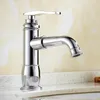 Bathroom Sink Faucets Chrome Pure Copper Single Hole Basin Faucet And Cold Electroplated Shower Silver Modern Rotary