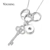 10pcs Whole Key Charms Snap Jewelry Necklace With 80CM Stainless steel Chain fits 18mm GingerSnaps Y1130214Q