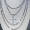 Leggere per spedire alta qualità 2mm/3mm/4mm/5mm/6mm/6.5mm 925 argento catena da tennis gioielli Vvs Moissanite collana di diamanti