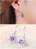 Dangle Earrings Chic Heart Purple Pink Blue Crystal Amethyst Topaz Diamonds Gemstones Drop For Women 14k White Gold Color Jewelry Gifts