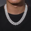 collier cubain 15mm chaîne à bulles avec incrustation de diamants acier inoxydable plaqué argent et plaqué or chaîne cubaine personnalisé marque tendance hip hop collier accessoire