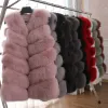 Espetos feminino natural real pele de raposa colete outono inverno senhoras 6 tiras gilet sem mangas casaco de pele genuína feminino colete de pele real