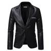 Slim Fit Blazers Jaquetas Para Homens PU Terno De Couro Casacos Masculinos Negócios Casual Homem Tamanho 4XL 240125