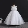 Flickaklänningar Annabelle Tulle Appliques Tiered Dress for Kids Bow Flower Bridesmaid Baby Christmas Weddings Birthday Party