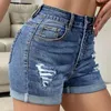 Kobiety damskie Kobiety Jean 2024 Fashion Rolled Denim Short Pants Streetwear Casual Slim High Talle