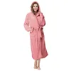 Mulheres sleepwear sexy mulheres nightwear engrossar fuzzy longo roupões roupão bonito quente com capuz flanela banho robe vestido de veludo