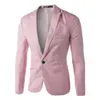 남성 공식 비즈니스 블레이저 재킷 단색 웨딩 파티 캐주얼 한 단추 정장 코트 탑 남자 무대 옷 240126