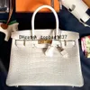 Tutte le borse tote da donna di lusso fatte a mano originale coccodrillo alligatore 30 cm vera pelle di coccodrillo Bianco personalizzato Borsa firmata modello appositamente personalizzato con scatola