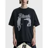 Rhude Tshirt Designer Original Qualité Hommes T-shirts Night Cat High Street Manches Courtes Décontracté Lâche Tendance Pour Hommes Et Femmes