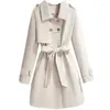 Women's Trench Coats 2024 Spring Autumn Long Coat Windbreaker Female Double-breasted with Belt Loose Jackets Outerwear