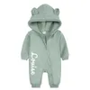 Anpassad babybjörn jumpsuit kläder solid spädbarn fleece romper bomull född bodysuit småbarn personlig gåva för 0-24m 240122