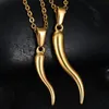 Pendant Necklaces Italian Horn Necklace Stainless Steel For Women Men Gold Color 50cm2533