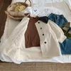 Vestes vêtements pour enfants, Trench-Coat pour filles, Style coréen décontracté, couleur unie, haut Long Simple, printemps et automne 2024