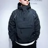 Wiosna i jesień męskie kurtki kieszonkowe Hip Hop Hip HARAJUKU Streetwear Fashion Casual Jacket Half-Zip Męskie luźne płaszcze Top 240123