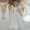 Glitz 2023 Spetsblomma Girl Dress Bows Children's First Communion Dress Princess Tulle Ball Gown Wedding Party Dress 2-14 YEA283Z