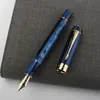 JinHao 100 Fountain Pen Acrylic Business blue Spin 6 35 Nib Fude Calligraphy Office Supplies Golden Ink 240124