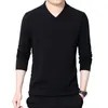 Men's Sweaters V Neck Long Sleeve T-Shirts Solid Color Autumn Winter Pullovers Sweatshirt Casual Sports Man Tops Undershirt