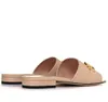 Summer 2024 Luxury Women Golden-Horsebit Leather Sandals Shoes Nappa Leather Nude Black Red White Slide Flats Slip On Casual Slipper EU35-42